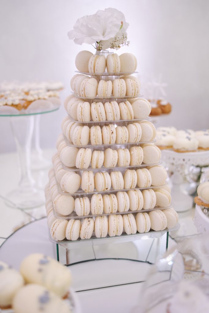 macarons tower for bella mansions blog on alternative wedding cakes
